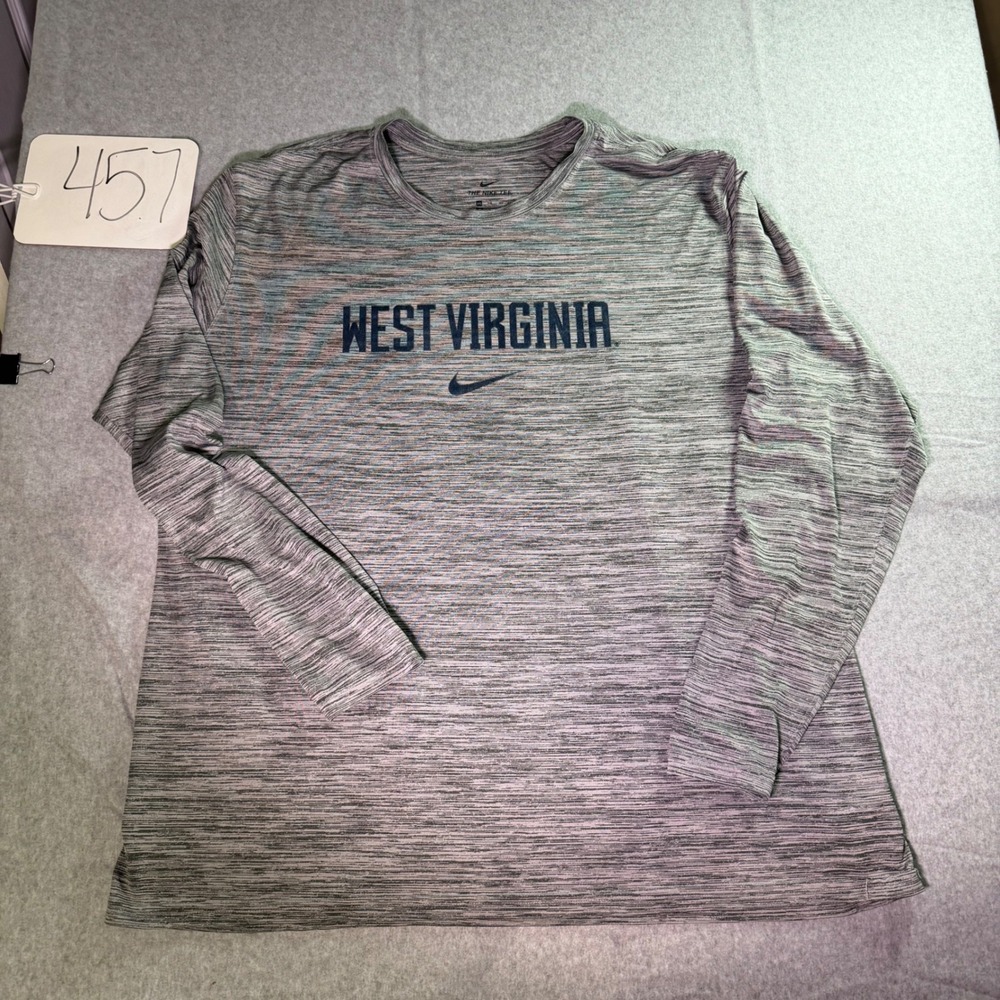Nike West Virginia Mountaineers Dri-FIT Long Sleeve Shirt Mens 3XL Gray Heather